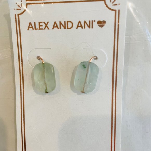 Alex and Ani Green Quartz Earrings rose gold, drop,dangle - Picture 6 of 12